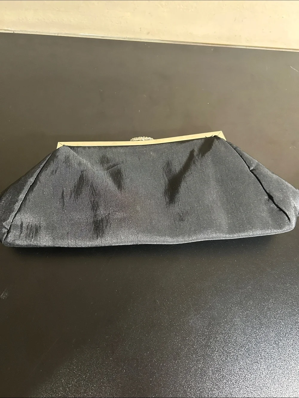 Lancôme Classic Black Satin Evening Clutch Vintage
